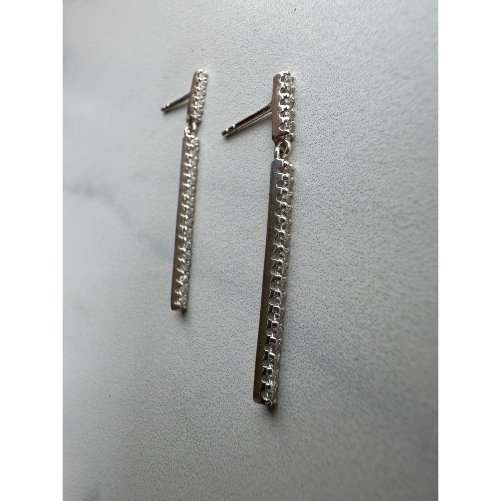 Michael Hill Sterling Silver 925 Cubic Zirconia Linear Bar Drop Earrings CZ